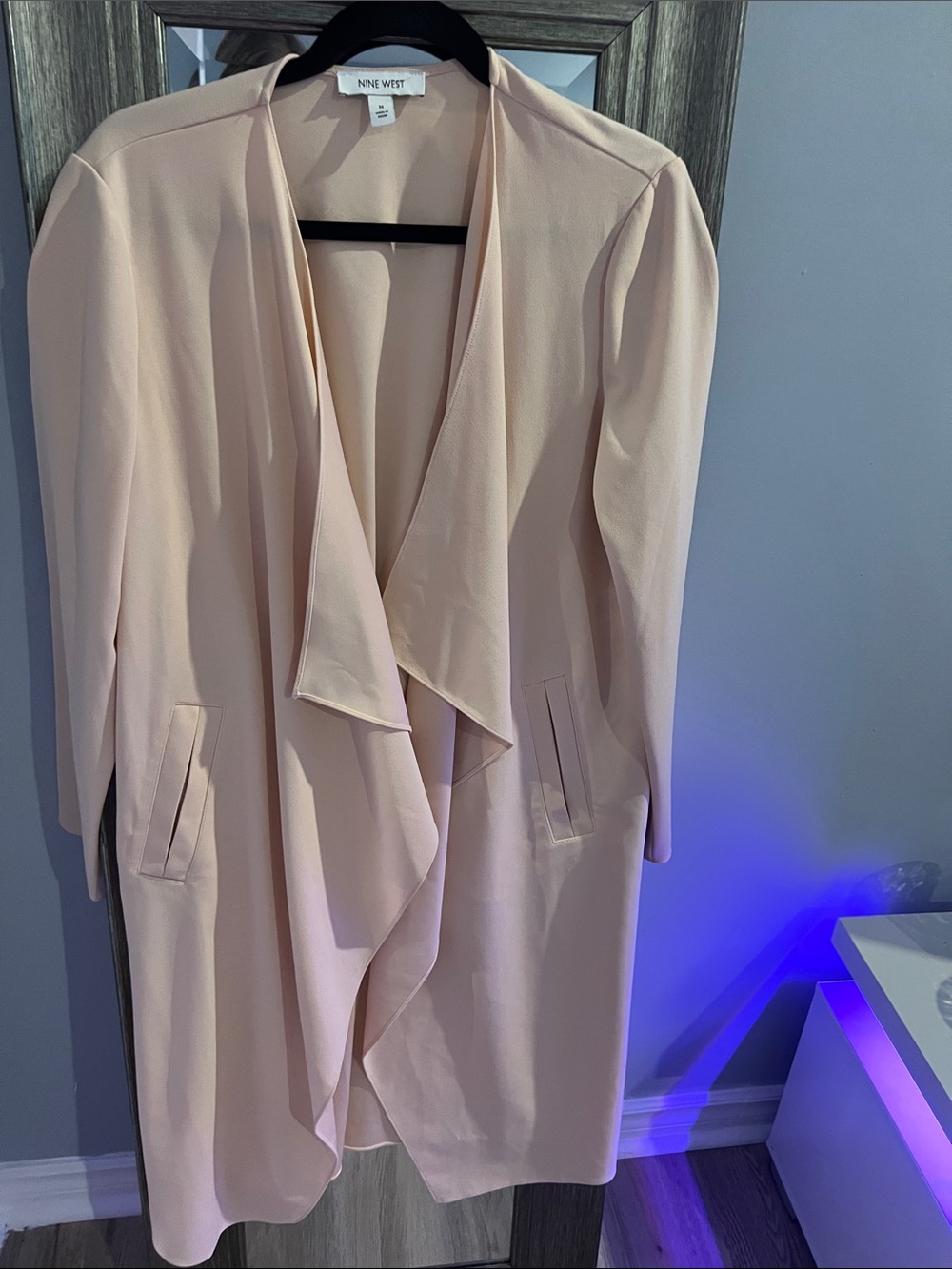 Nine West Pale Blush Drape Front Trench Coat